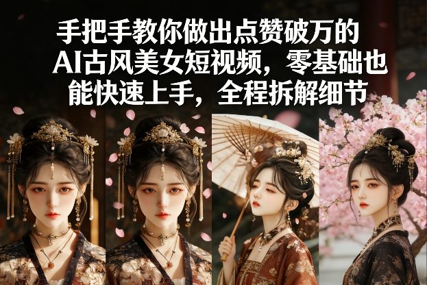 手把手教你做出点赞破万的AI古风美女短视频，零基础也能快速上手，全程拆解细节-默默网创