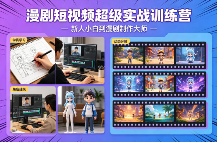 漫剧短视频超级实战训练营，新人小白到漫剧制作大师-默默网创