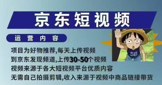 京东短视频带货课，无需自己拍摄剪辑，保姆式教学，两天快速上手-默默网创