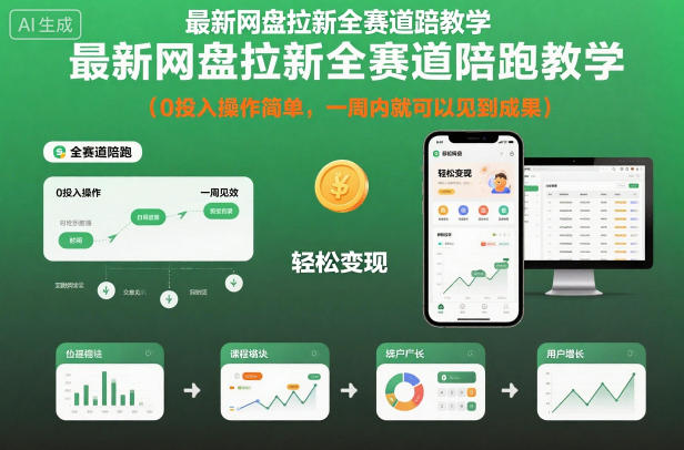 最新网盘拉新全赛道陪跑教学，0投入操作简单，一周内就可以见到成果-默默网创
