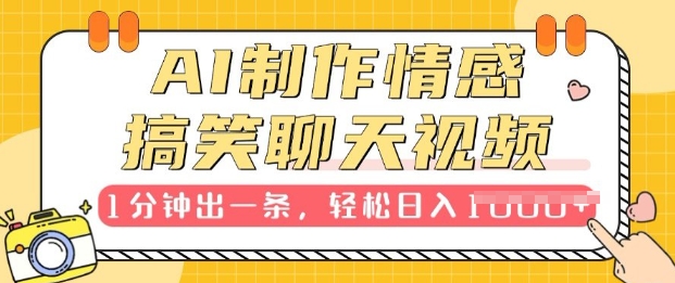 AI制作情感搞笑聊天视频，1分钟出一条，100%过原创，新手也能轻松上手-默默网创