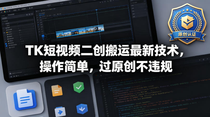 TK短视频二创搬运最新技术，操作简单，过原创不违规-默默网创