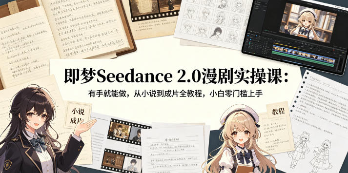 即梦Seedance 2.0漫剧实操课：有手就能做，从小说到成片全教程，小白零门槛上手-默默网创