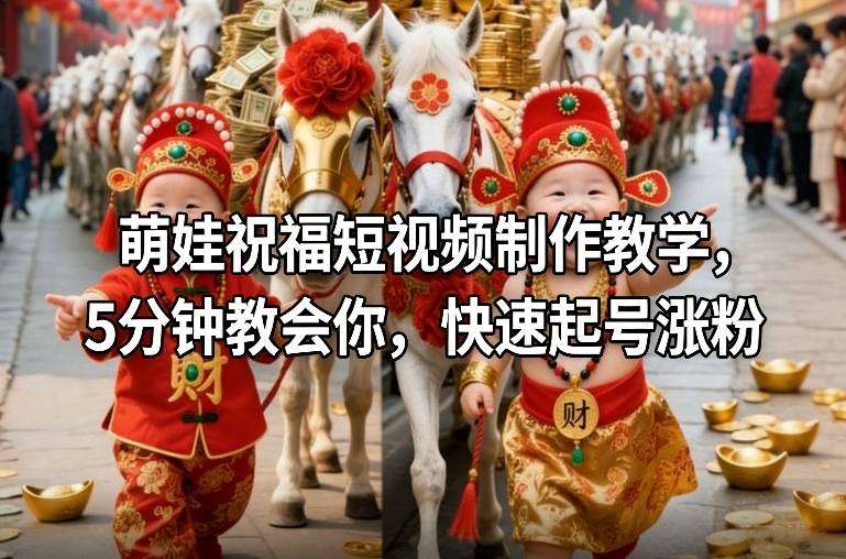 萌娃祝福短视频制作教学，5分钟教会你，快速起号涨粉-默默网创