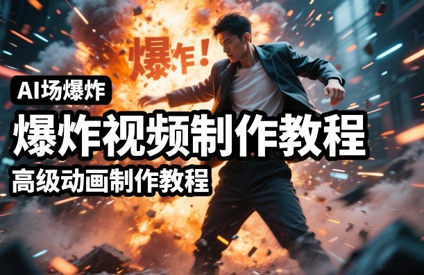 AI场景爆炸视频制作教程，利用人物实拍视频制作出高级的动画特效-默默网创