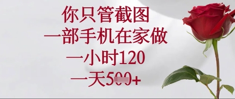 你只管截图，一部手机在家操作，一小时120.一天5张【揭秘】-默默网创