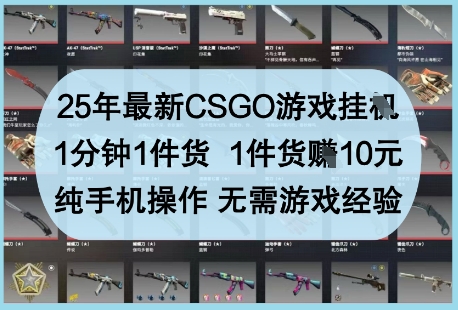 25年最新CSGO游戏挂G，1分钟1件货，1件货挣10元，纯手机操作，无需游戏经验【揭秘】-默默网创