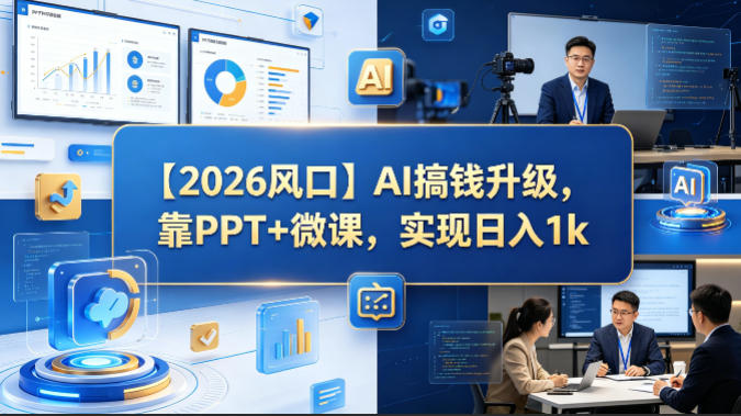 【2026风口】AI搞钱升级，靠PPT+微课，实现日入1k-默默网创