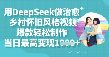用DeepSeek做治愈乡村怀旧风格视频，爆款轻松制作，当日最高变现多张-默默网创