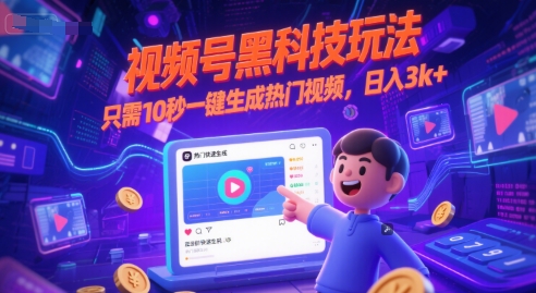 视频号黑科技玩法,只需10秒一键生成热门视频,日入3k+【揭秘】-默默网创