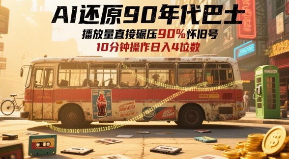 AI还原90年代巴士，一帧就让70后泪崩，播放量直接碾压90%怀旧号，每天操作十分钟，日入四位数-默默网创