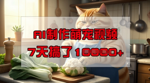 靠AI制作萌宠视频，操作简单门槛低，有手机就行，7天搞了1W-默默网创