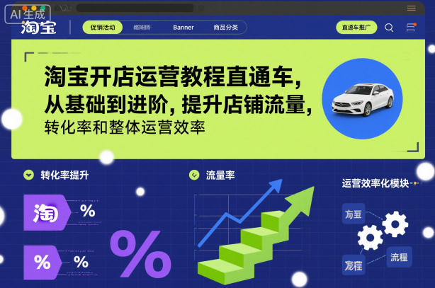淘宝开店运营教程直通车，从基础到进阶，提升店铺流量，转化率和整体运营效率（更新26年3月24日）-默默网创