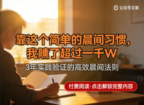 某公众号付费文章：靠这个简单的晨间习惯，我賺了超过一千W-默默网创